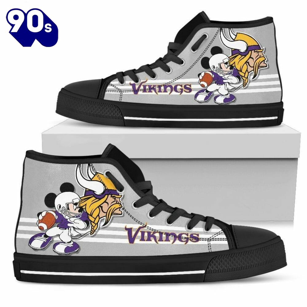 NFL Minnesota Vikings Mickey Edition High Top Shoes For Fans New Canvas Shoes NFL Minnesota Vikings Mickey Edition High Top Shoes For Fans New Canvas Shoes