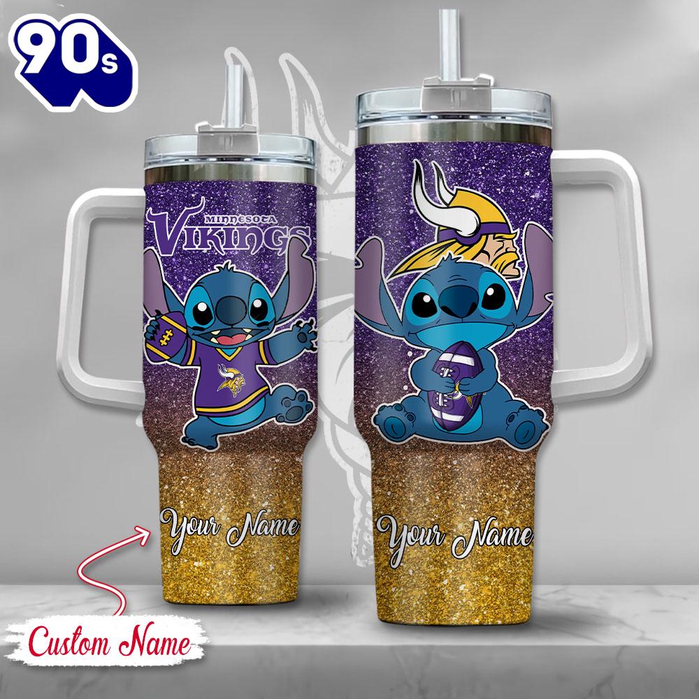 NFL Minnesota Vikings Stitch Glitter Custom Stanley Quencher 40oz Stainless Steel Tumbler With Handle NFL Minnesota Vikings Stitch Glitter Custom Stanley Quencher 40oz Stainless Steel Tumbler With Handle