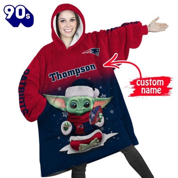 NFL New England Patriots Baby Yoda Custom Huggle Hoodie