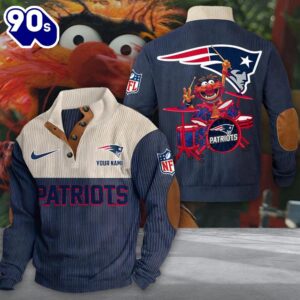 NFL New England Patriots Custom Name Animal Drummer Stand Collar Shirt