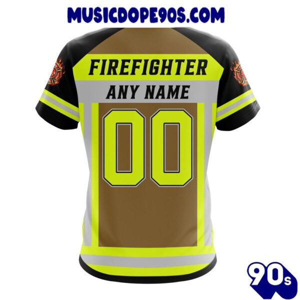 NFL New England Patriots Custom Name Number Firefighter Uniform T-Shirt