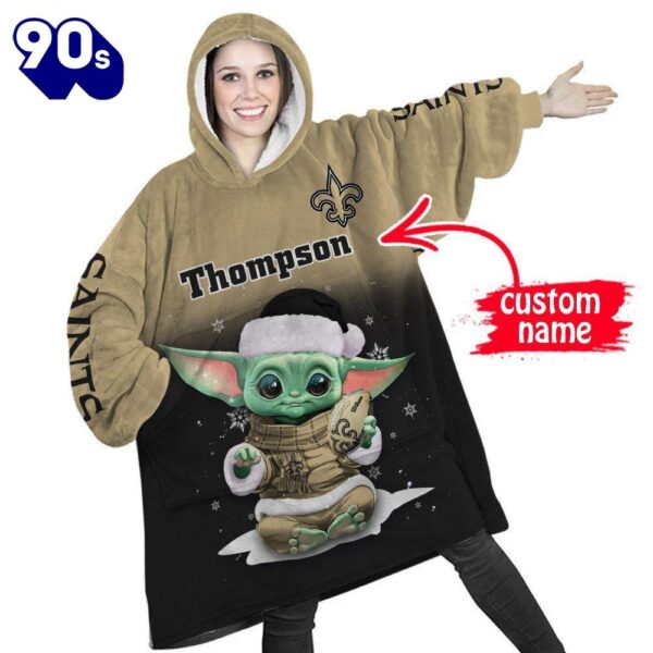 NFL New Orleans Saints Baby Yoda Custom Huggle Hoodie