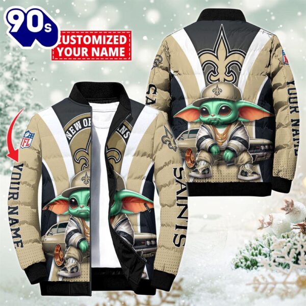 NFL New Orleans Saints Baby Yoda Puffer Jacket For Fans – NFL Puffer Jacket