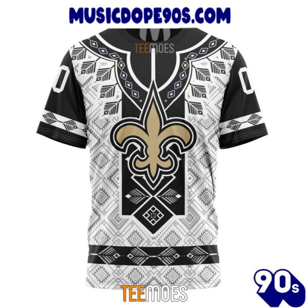 NFL New Orleans Saints Custom Name Number Native Pattern T-Shirt