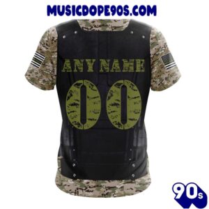 NFL New Orleans Saints Custom Name Number Skull Camo Veteran Kits T-Shirt