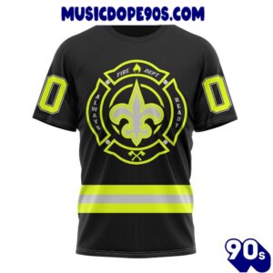 NFL New Orleans Saints Custom Name Number Special FireFighter Uniform T-Shirt