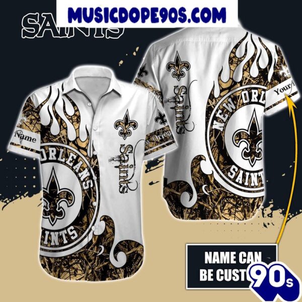 NFL New Orleans Saints Custom Name Realtree Hunting Hawaiian Shirt