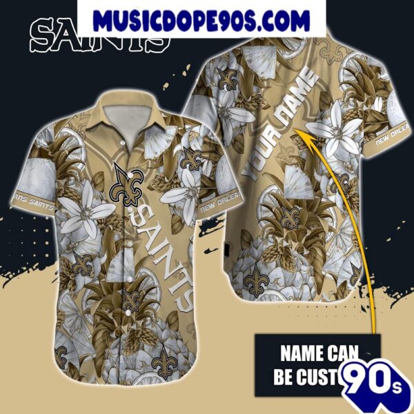 NFL New Orleans Saints Custom Name Special Tropical Fruit Hawaiian Shirt