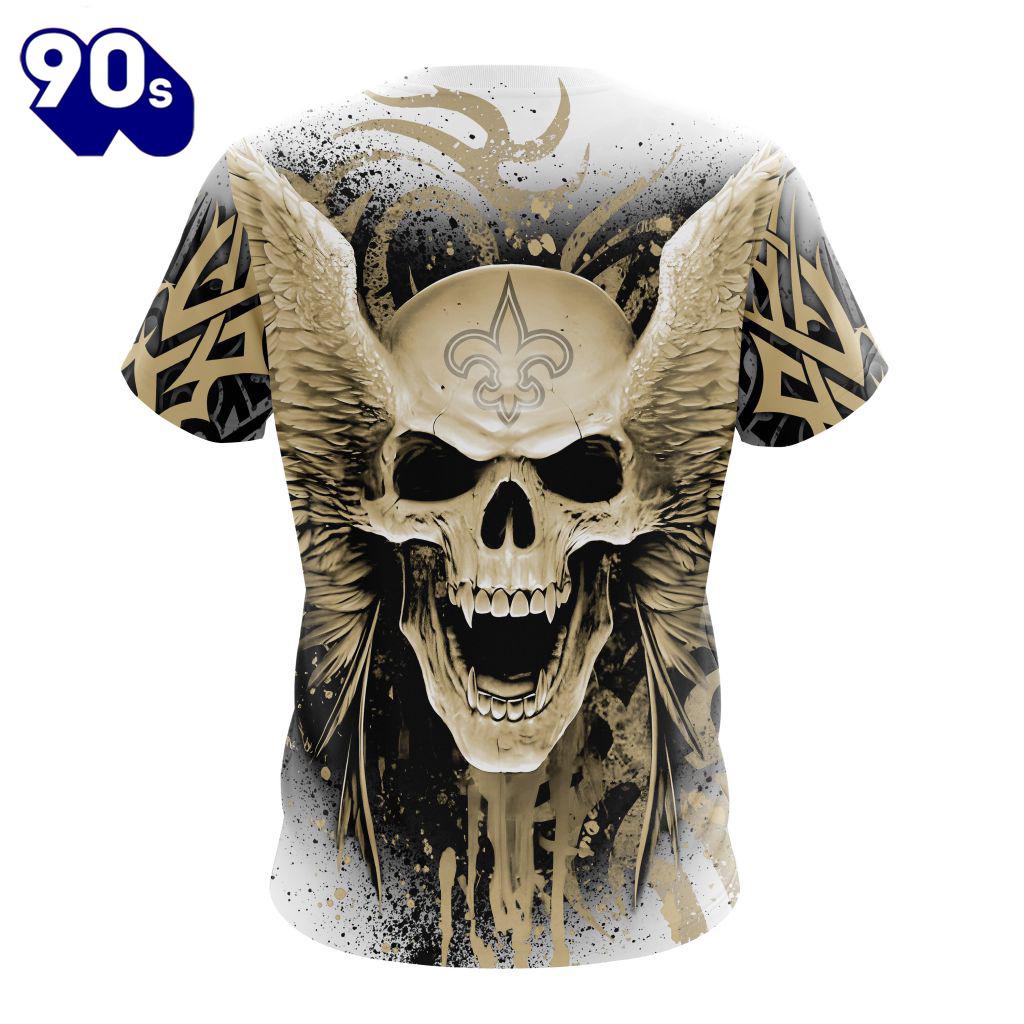 NFL New Orleans Saints Special Kits With Skull T-Shirt NFL New Orleans Saints Special Kits With Skull T-Shirt