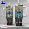 NFL New Orleans Saints Stitch Glitter Custom Stanley Quencher 40oz Stainless Steel Tumbler With Handle