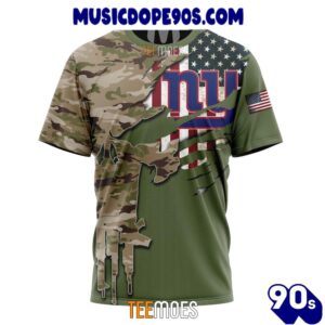 NFL New York Giants Custom Name Number Green Camo US Military T-Shirt