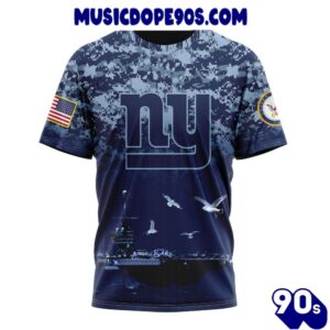 NFL New York Giants Custom Name Number Honor US Navy Veterans T-Shirt