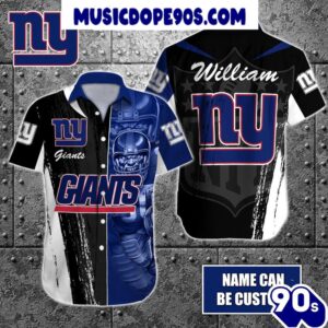 NFL New York Giants Custom Name Special Half Tone Mascot Hawaiian Shirt