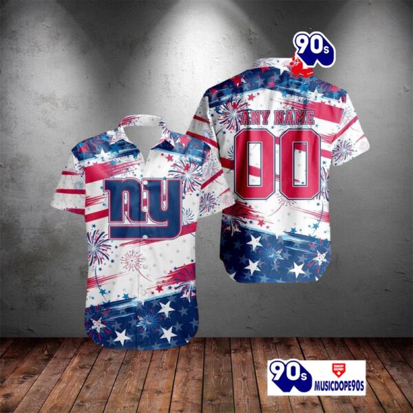 NFL New York Giants Special Design For Independence Day 4th Of July Personalized Hawaiian Shirt