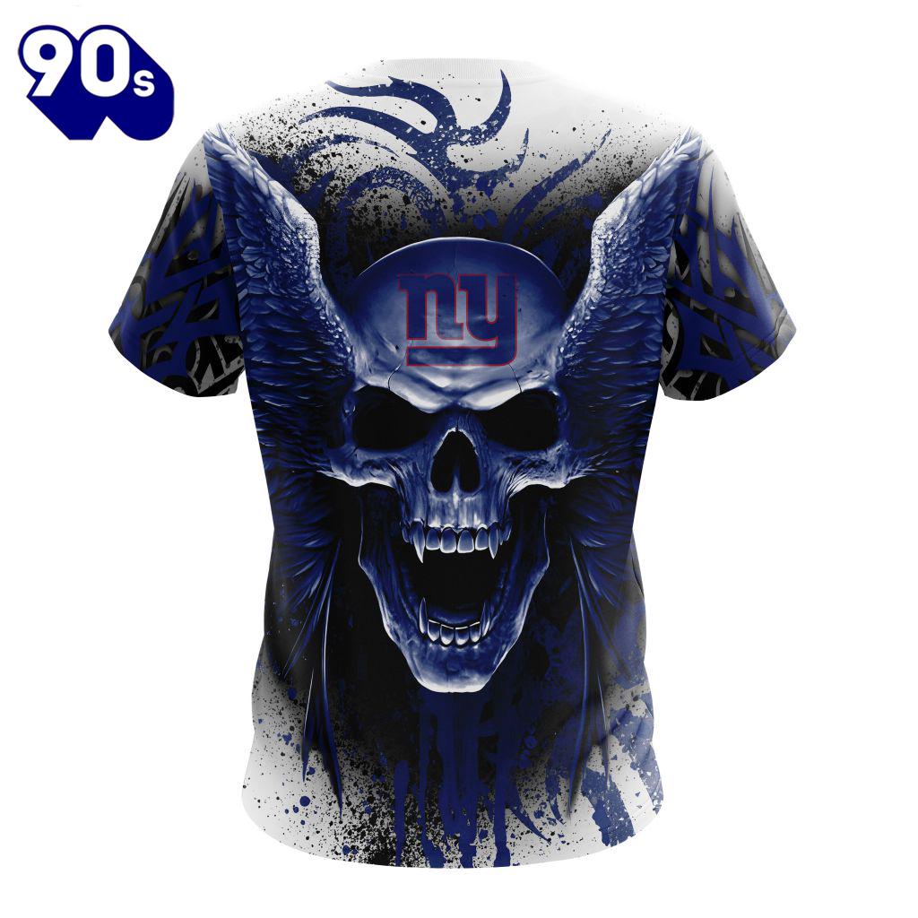 NFL New York Giants Special Kits With Skull T-Shirt NFL New York Giants Special Kits With Skull T-Shirt