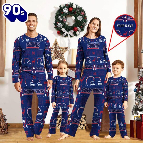 NFL Family Pajama Set,  NFL New York Giants Sport Pajamas Custom Your Name