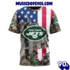 NFL New York Jets Custom Name Number USA Flag Camo Realtree T-Shirt