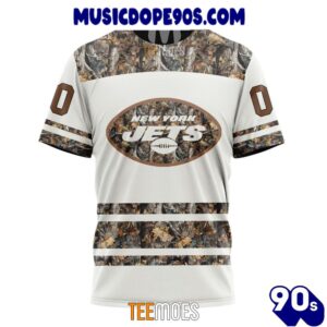 NFL New York Jets Custom Name Number White Camo Hunting T-Shirt