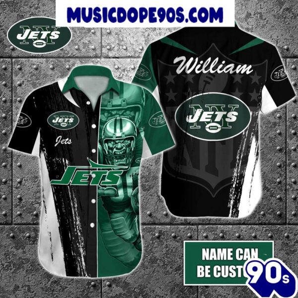 NFL New York Jets Custom Name Special Half Tone Mascot Hawaiian Shirt