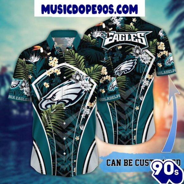 NFL Philadelphia Eagles Custom Name Flower Summer Tropical Hawaiian Shirt