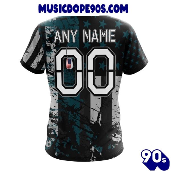 NFL Philadelphia Eagles Custom Name Number Classic Grunge American Flag T-Shirt