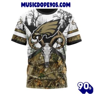 NFL Philadelphia Eagles Custom Name Number Deer Skull And Forest T-Shirt