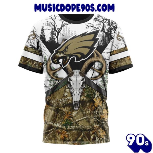 NFL Philadelphia Eagles Custom Name Number Deer Skull And Forest T-Shirt