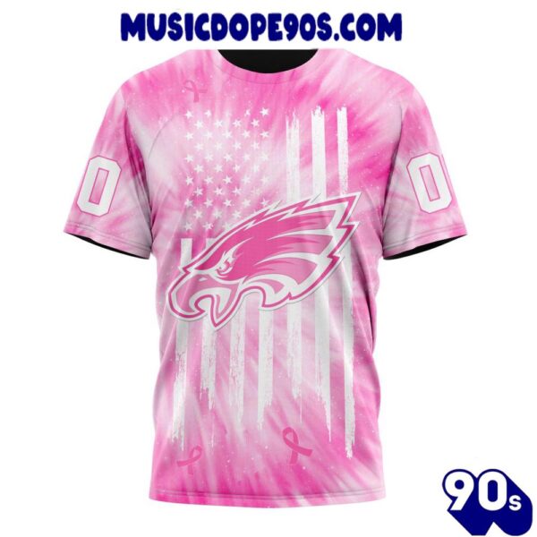 NFL Philadelphia Eagles Custom Name Number Pink Tie-Dye T-Shirt