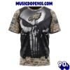 NFL Philadelphia Eagles Custom Name Number Skull Camo Veteran Kits T-Shirt