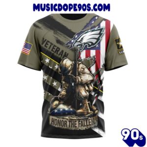 NFL Philadelphia Eagles Custom Name Number Veterans Kneeling Soldier T-Shirt