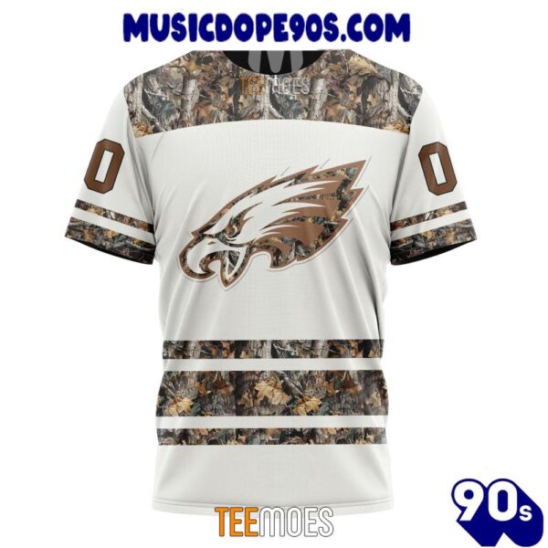 NFL Philadelphia Eagles Custom Name Number White Camo Hunting T-Shirt