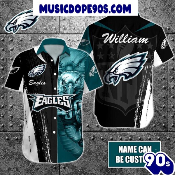 NFL Philadelphia Eagles Custom Name Special Half Tone Mascot Hawaiian Shirt