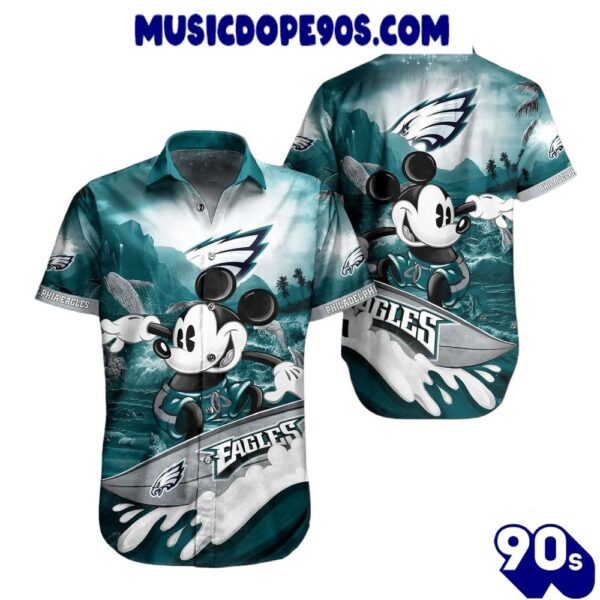 NFL Philadelphia Eagles Mickey Surfing Hawaiian Shirt