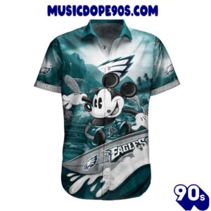 NFL Philadelphia Eagles Mickey Surfing Hawaiian Shirt