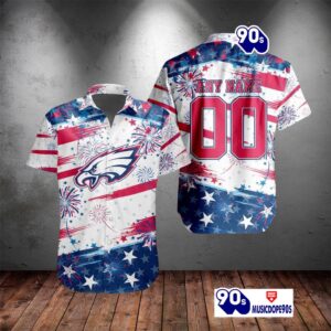 NFL Philadelphia Eagles Special Design For Independence Day 4th Of July Personalized Hawaiian Shirt