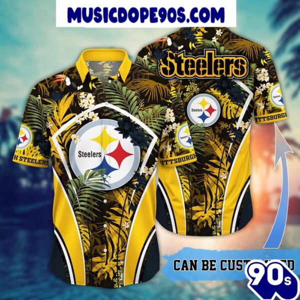 NFL Pittsburgh Steelers Custom Name Flower Summer Tropical Hawaiian Shirt