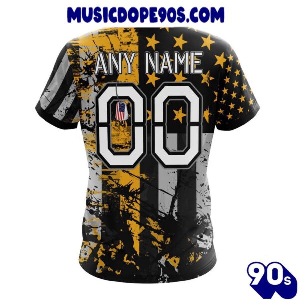 NFL Pittsburgh Steelers Custom Name Number Classic Grunge American Flag T-Shirt