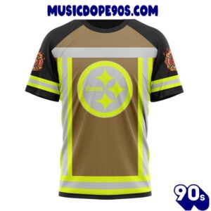 NFL Pittsburgh Steelers Custom Name Number Firefighter Uniform T-Shirt