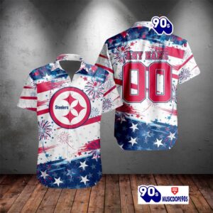 NFL Pittsburgh Steelers Special Design For Independence Day 4th Of July Personalized Hawaiian Shirt