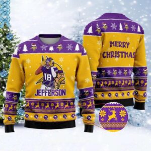 NFL Player Justin Jefferson Minnesota Vikings Merry Christmas Sweater