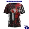 NFL San Francisco 49ers Custom Name Number Classic Grunge American Flag T-Shirt