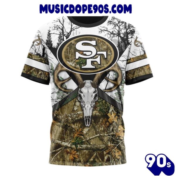 NFL San Francisco 49ers Custom Name Number Deer Skull And Forest T-Shirt