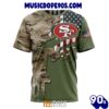 NFL San Francisco 49ers Custom Name Number Green Camo US Military T-Shirt