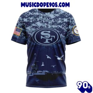 NFL San Francisco 49ers Custom Name Number Honor US Navy Veterans T-Shirt