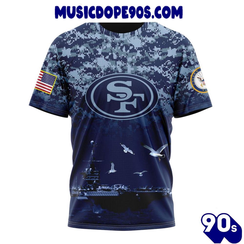NFL San Francisco 49ers Custom Name Number Honor US Navy Veterans T-Shirt NFL San Francisco 49ers Custom Name Number Honor US Navy Veterans T-Shirt