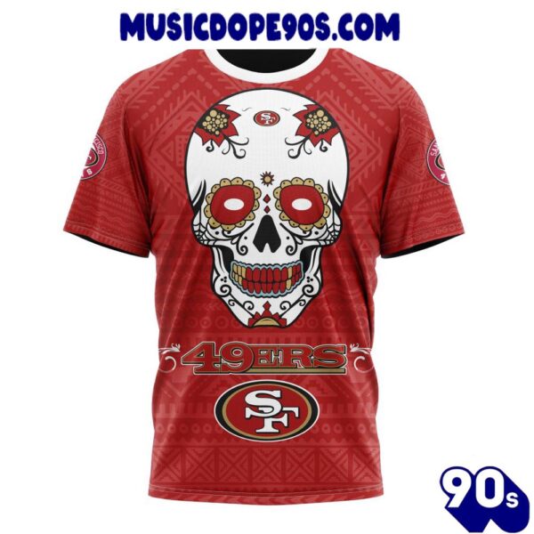 NFL San Francisco 49ers Custom Name Number Kits For Dia De Muertos T-Shirt