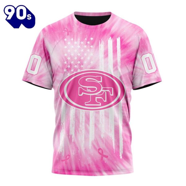 NFL San Francisco 49ers Custom Name Number Pink Tie-Dye T-Shirt