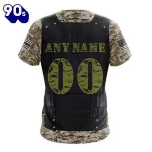 NFL San Francisco 49ers Custom Name Number Skull Camo Veteran Kits T-Shirt