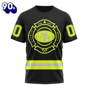 NFL San Francisco 49ers Custom Name Number Special FireFighter Uniform T-Shirt