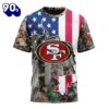 NFL San Francisco 49ers Custom Name Number USA Flag Camo Realtree T-Shirt